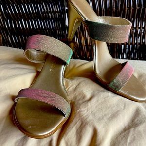 “Iridescent”, Strappy sandals with heel